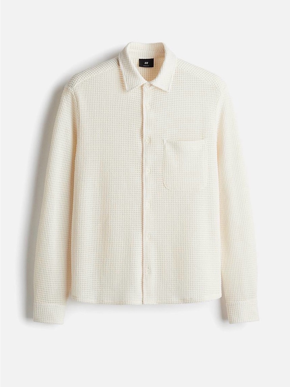 H&M Men’s Cream Regular Fit Waffled Textured Shirt XL